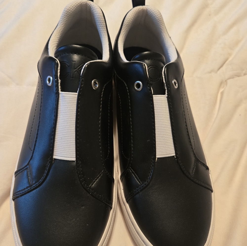 Calvin Klein Black and White Slip-On Sneakers